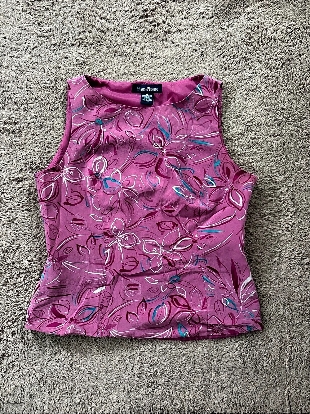 Evan-Picone Floral Sleeveless Blouse in Pink Size 4